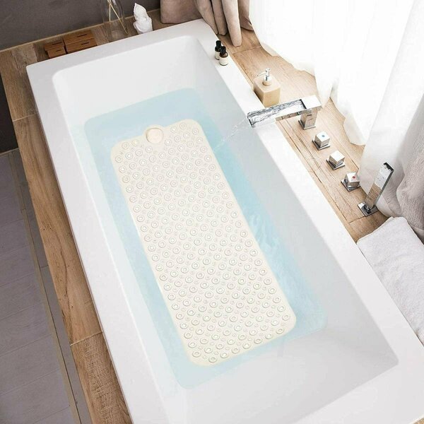 Espectaculo Beige Bath Mat, 40 x 16 Inch Extra Large No-Slip with Drain Holes ES3276167